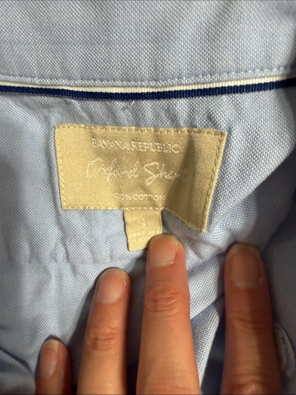 Banana Republic Light Blue Dress Shirt with Navy Contrast Placket